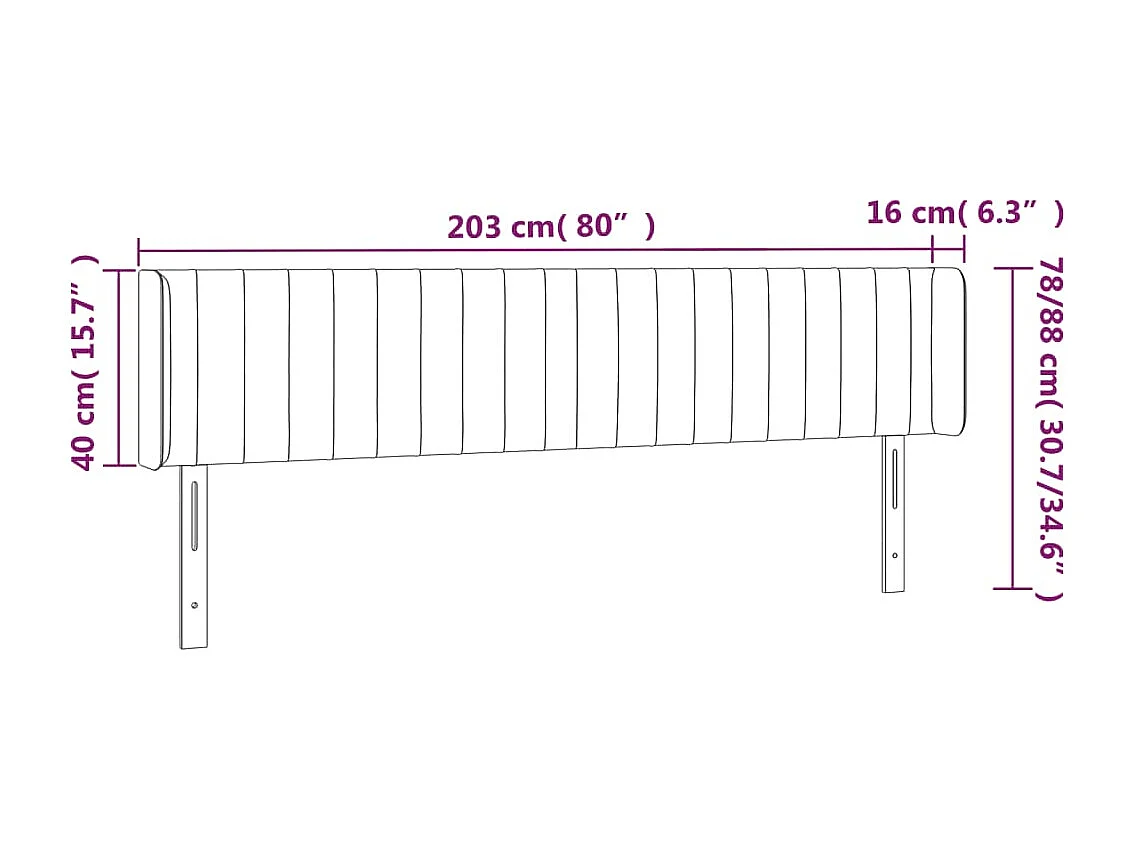 Mueble cabecero | Cabezal de cama | Cabecero de tela color crema 203x16x78/88 cm