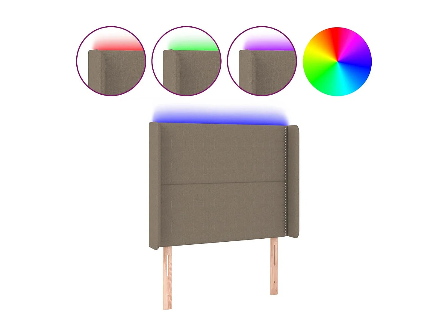 Hoofdbord | Hoofdeinde LED 93x16x118/128 cm stof taupe