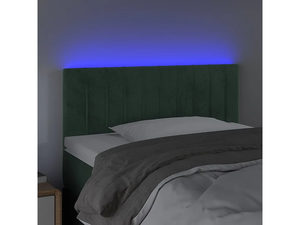 Tête de Lit | Panneau de tête pour lit Moderne à LED Vert foncé 80x5x78/88 cm Velours