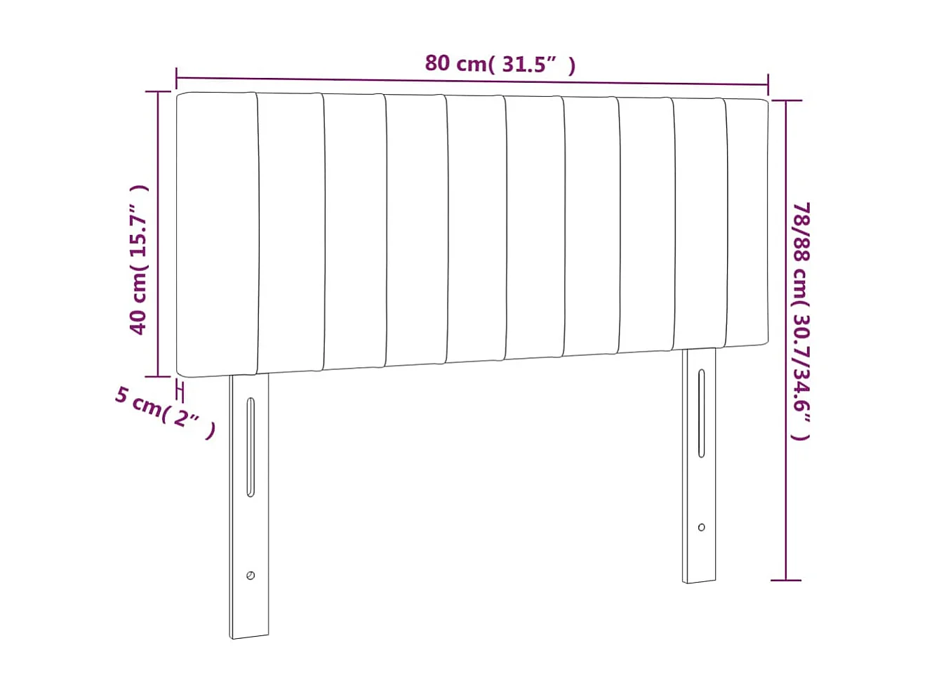 Hoofdbord | Hoofdeinde LED 80x5x78/88 cm fluweel donkergroen