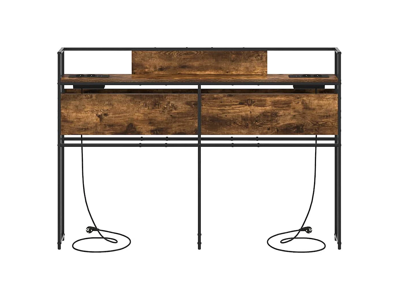 Mueble cabecero con almacenamiento | Cabecera de almacenamiento con estante Roble ahumado 135 cm