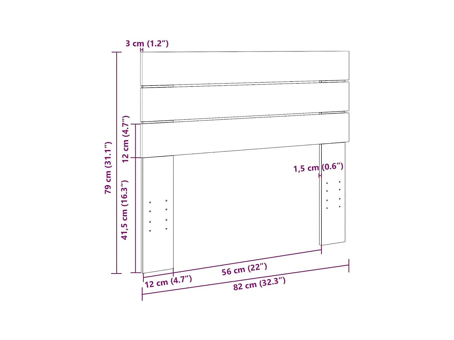 Mueble cabecero | Cabecero | Cabezal de cama 80 cm Madera Maciza Roble