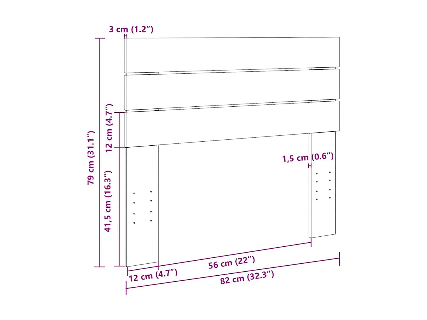 Tête de Lit | Panneau de tête pour lit Moderne 80 cm bois massif de chêne