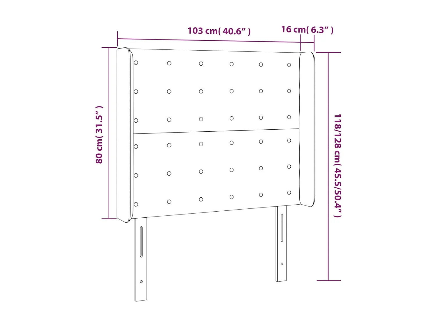 Tête de Lit | Panneau de tête pour lit Moderne à LED Bleu foncé 103x16x118/128 cm Velours