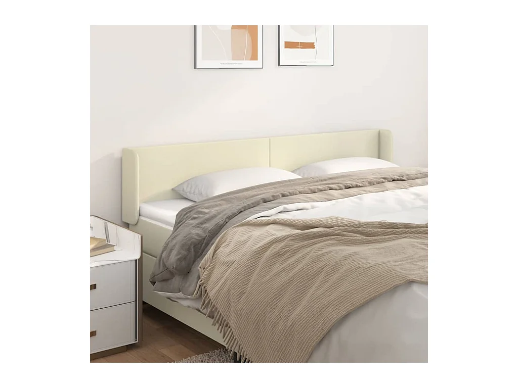 Mueble cabecero | Cabezal de cama | Cabecero de cuero sintético color crema 183x16x78/88 cm