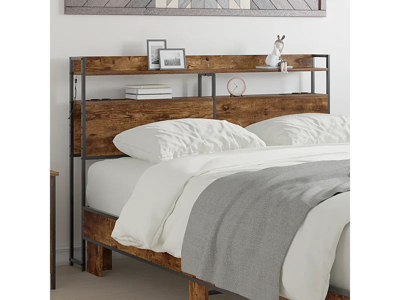 Tête de Lit de rangement | Panneau de tête pour lit Chêne fumé 120 cm Bois d'ingénierie