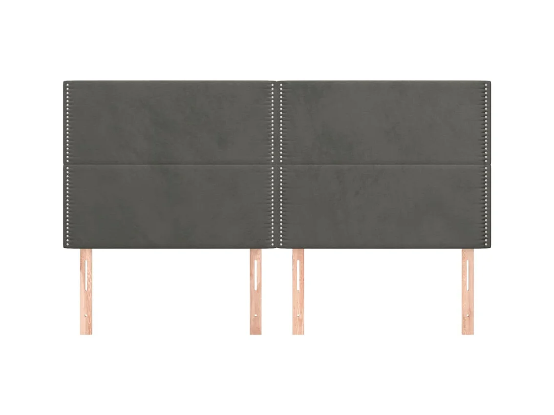 Cabeceros | Cabezal de cama | Mueble de cabecero 4 unidades de terciopelo gris oscuro 100x5x78/88 cm