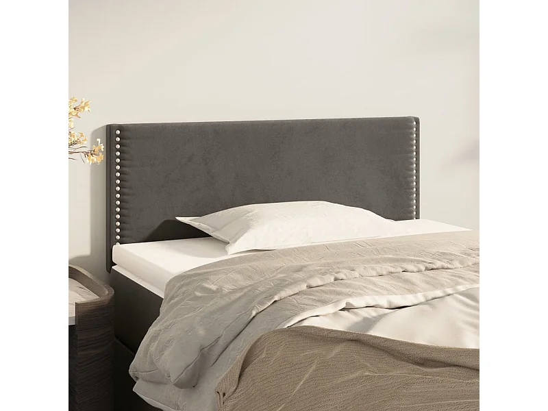 Mueble cabecero | Cabezal de cama | Cabecero de terciopelo gris oscuro 90x5x78/88 cm