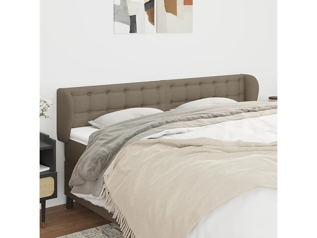 Tête de Lit | Panneau de tête pour lit Moderne avec oreilles Taupe 183x23x78/88 cm Tissu