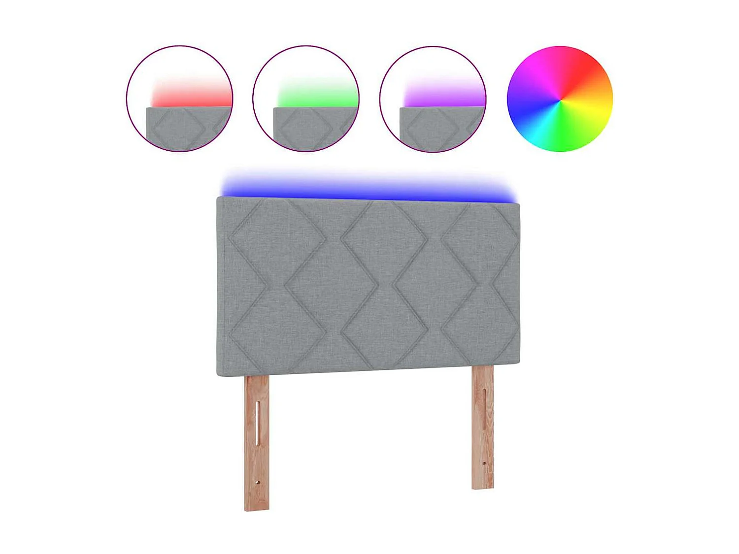 Cabecero | Cabezal de Cama | Mueble cabecero con luces de tiras LED Ajustable Gris Claro 90 cm tela