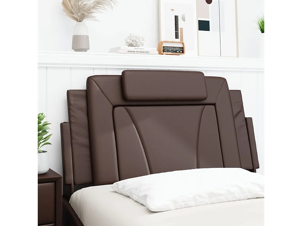 Cabecero de Cama | Cabezal de cama | Mueble de cabecero acolchado Viana cuero sintético marrón 100 cm