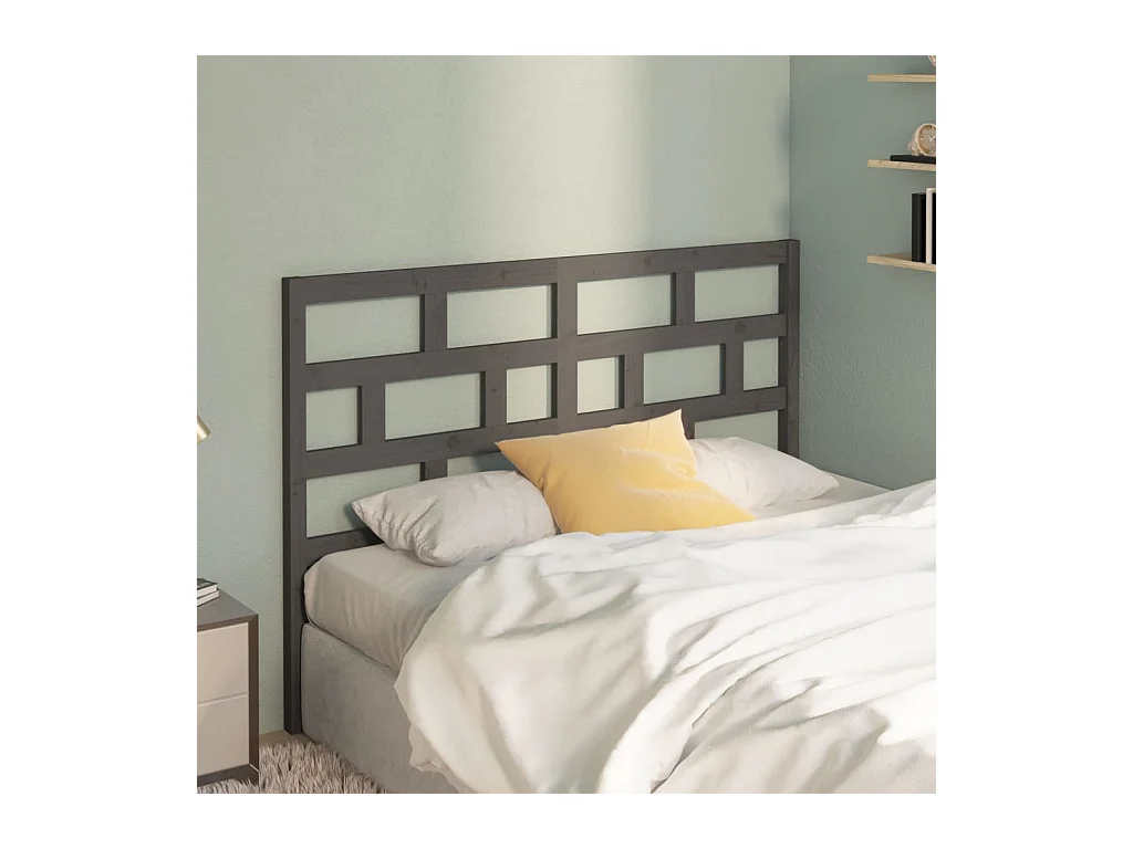 Tête de Lit | Panneau de tête pour lit Moderne Gris 141x4x100 cm Bois massif de pin