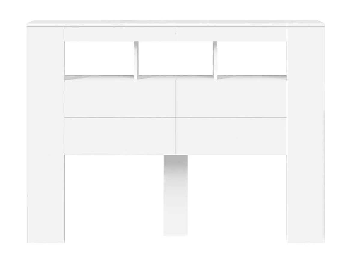 Cabecero | Cabezal de Cama | Mueble cabecero con LED madera de ingeniería blanco 140x18,5x103,5 cm