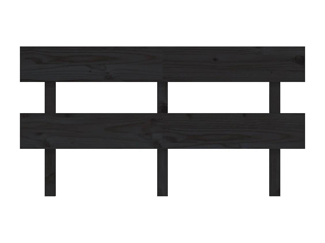 Tête de Lit | Panneau de tête pour lit Moderne Noir 164x3x81 cm Bois massif de pin