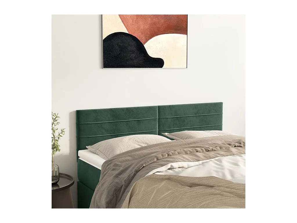 Têtes de lit | Panneaux de tête pour lit Moderne 2 pcs Vert foncé 72x5x78/88 cm Velours