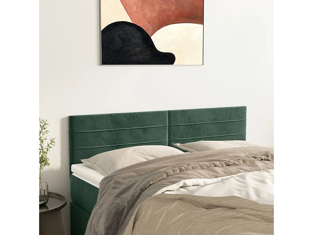Têtes de lit | Panneaux de tête pour lit Moderne 2 pcs Vert foncé 72x5x78/88 cm Velours