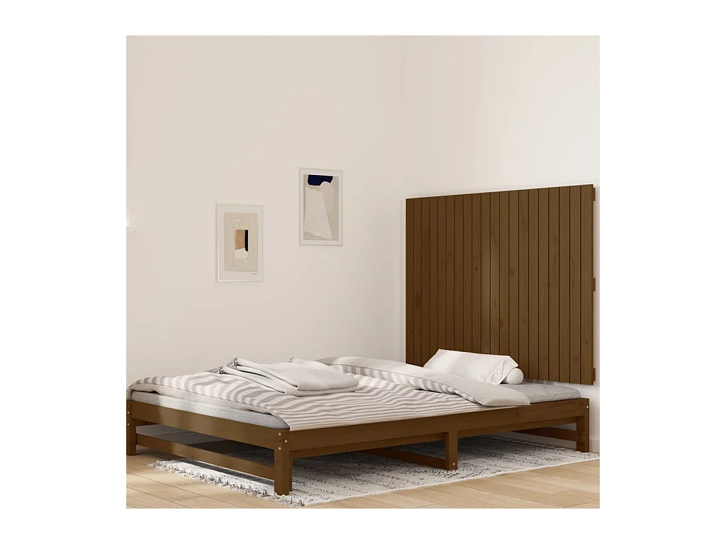 Tête de lit murale | Panneau de tête pour lit Moderne  Marron miel 127,5x3x90 cm Bois massif de pin