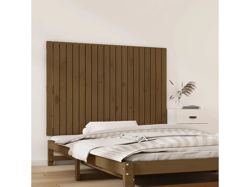 Tête de lit murale | Panneau de tête pour lit Moderne  Marron miel 127,5x3x90 cm Bois massif de pin