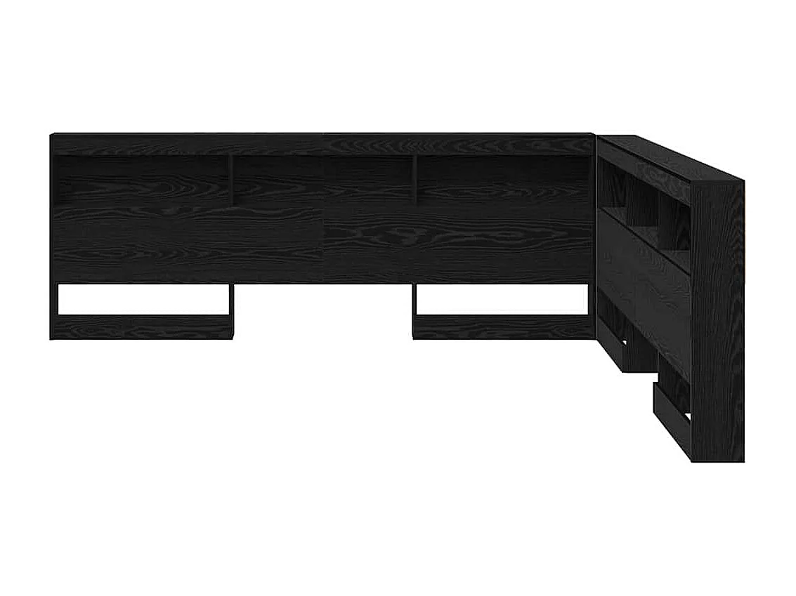 Mueble cabecero con almacenamiento | Cabecera de almacenamiento con estante Roble negro 200 cm