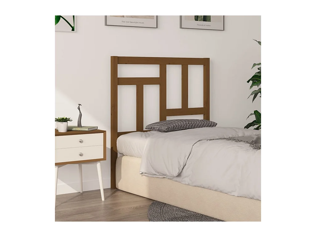 Cabecero de Cama | Cabezal de cama | Mueble de cabecero madera maciza pino marrón miel 80,5x4x100 cm