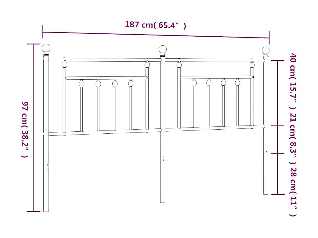 Tête de Lit | Panneau de tête pour lit Moderne métal blanc 180 cm