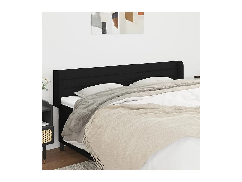 Mueble cabecero | Cabezal de cama | Cabecero de tela negro 203x16x78/88 cm
