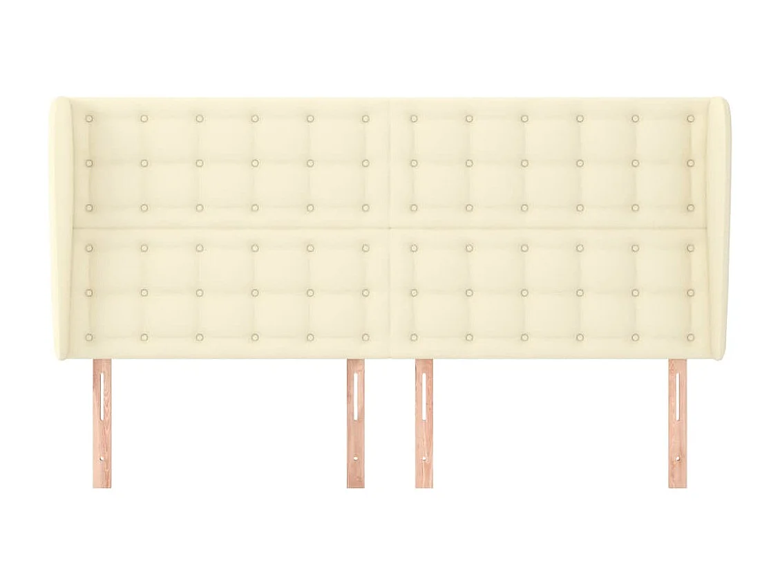 Tête de Lit | Panneau de tête pour lit Moderne avec oreilles Crème 203x23x118/128 cm Similicuir