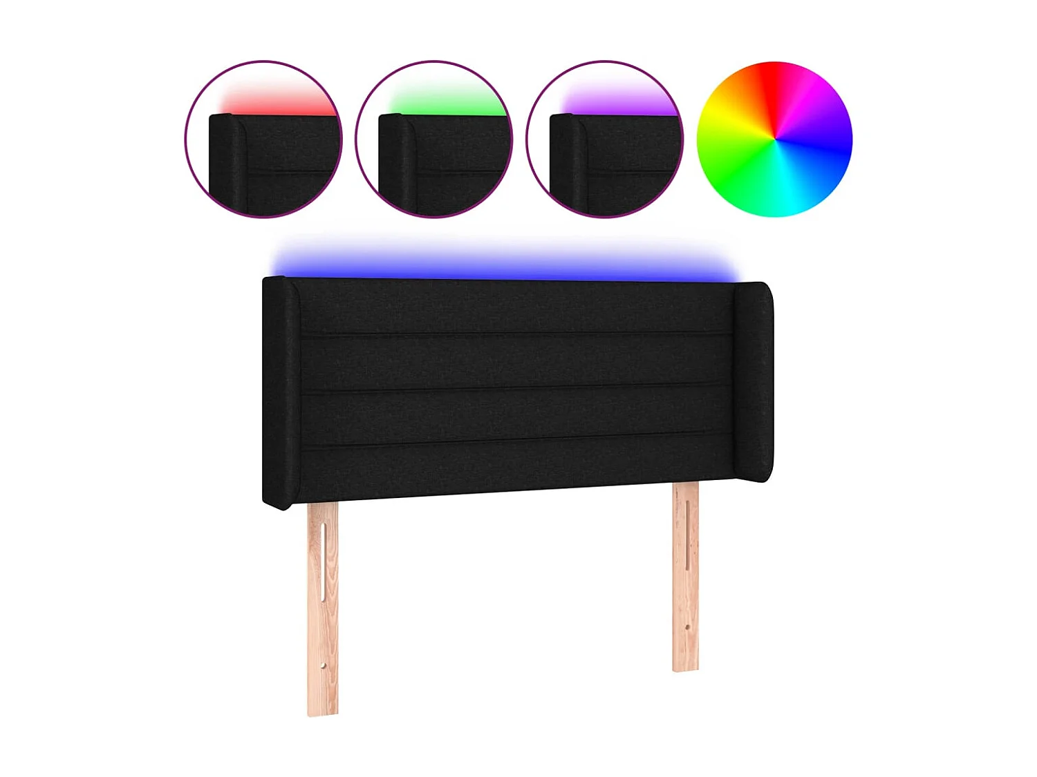 Tête de Lit | Panneau de tête pour lit Moderne à LED Noir 93x16x78/88 cm Tissu