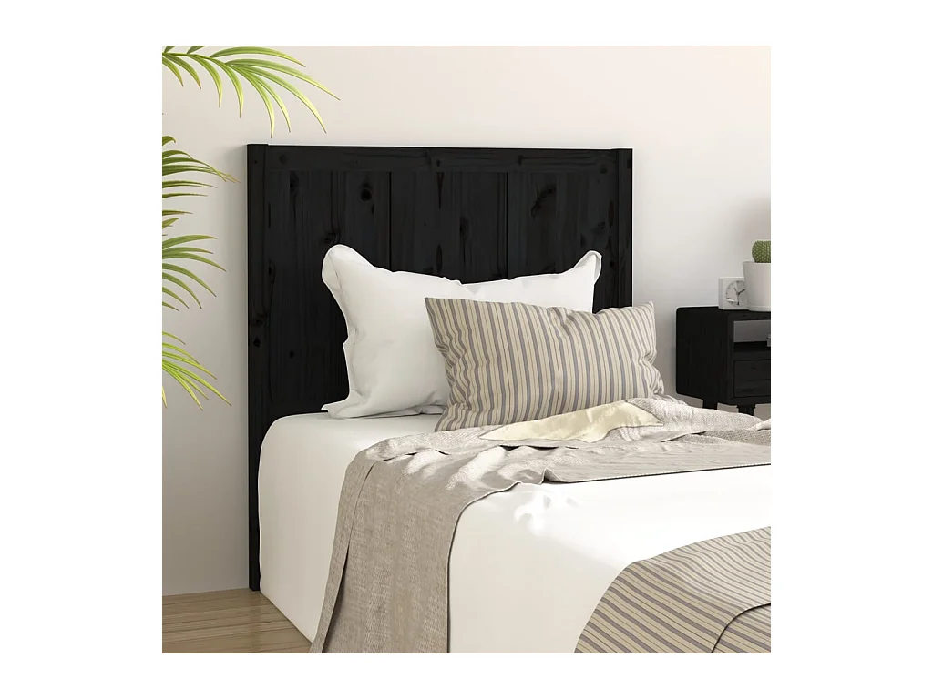 Cabecero de Cama | Cabezal de cama | Mueble de cabecero madera maciza de pino negro 95,5x4x100 cm