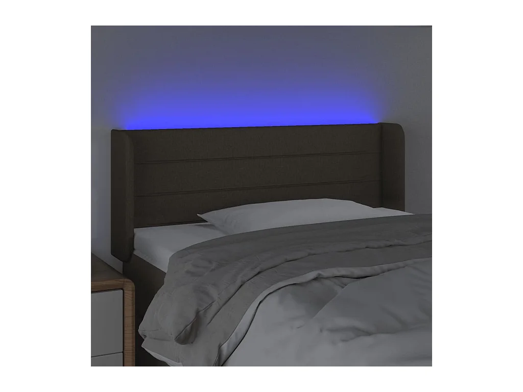 Mueble cabecero | Cabezal de cama | Cabecero con LED de tela gris taupe 93x16x78/88 cm