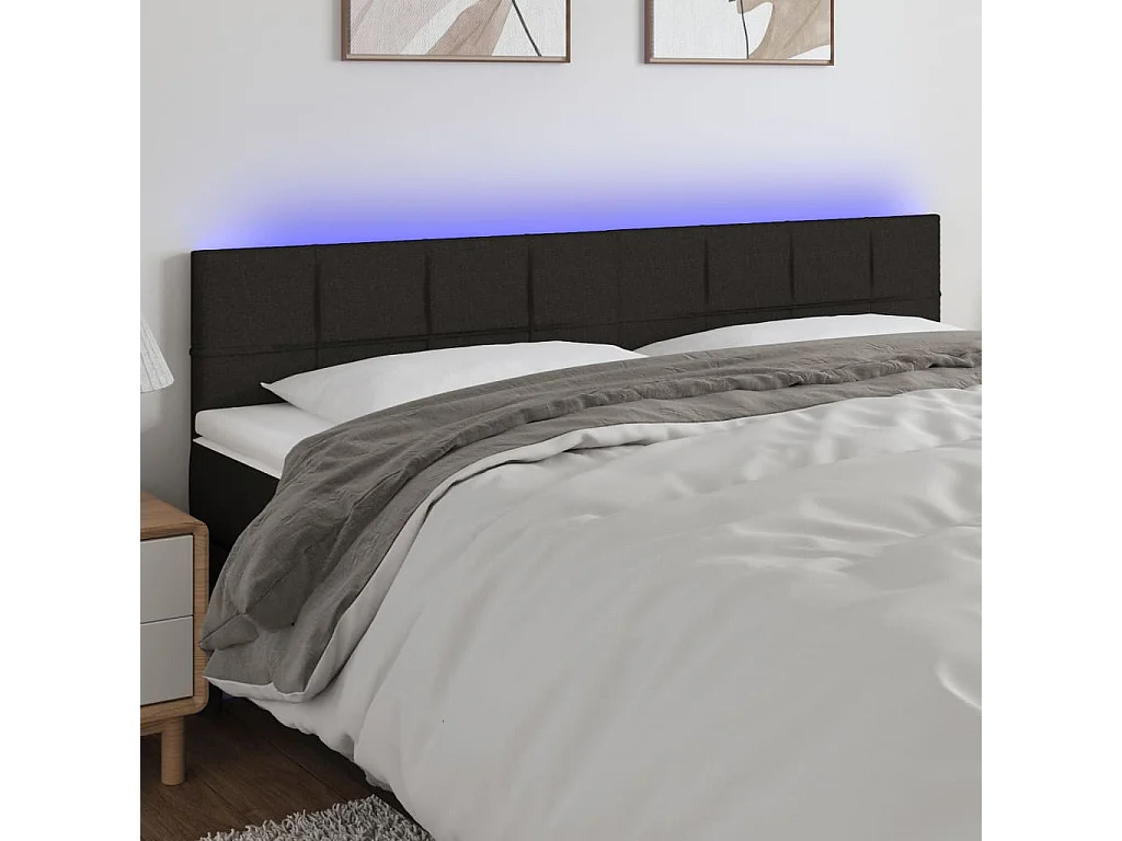 Hoofdbord | Hoofdeinde LED 180x5x78/88 cm stof zwart