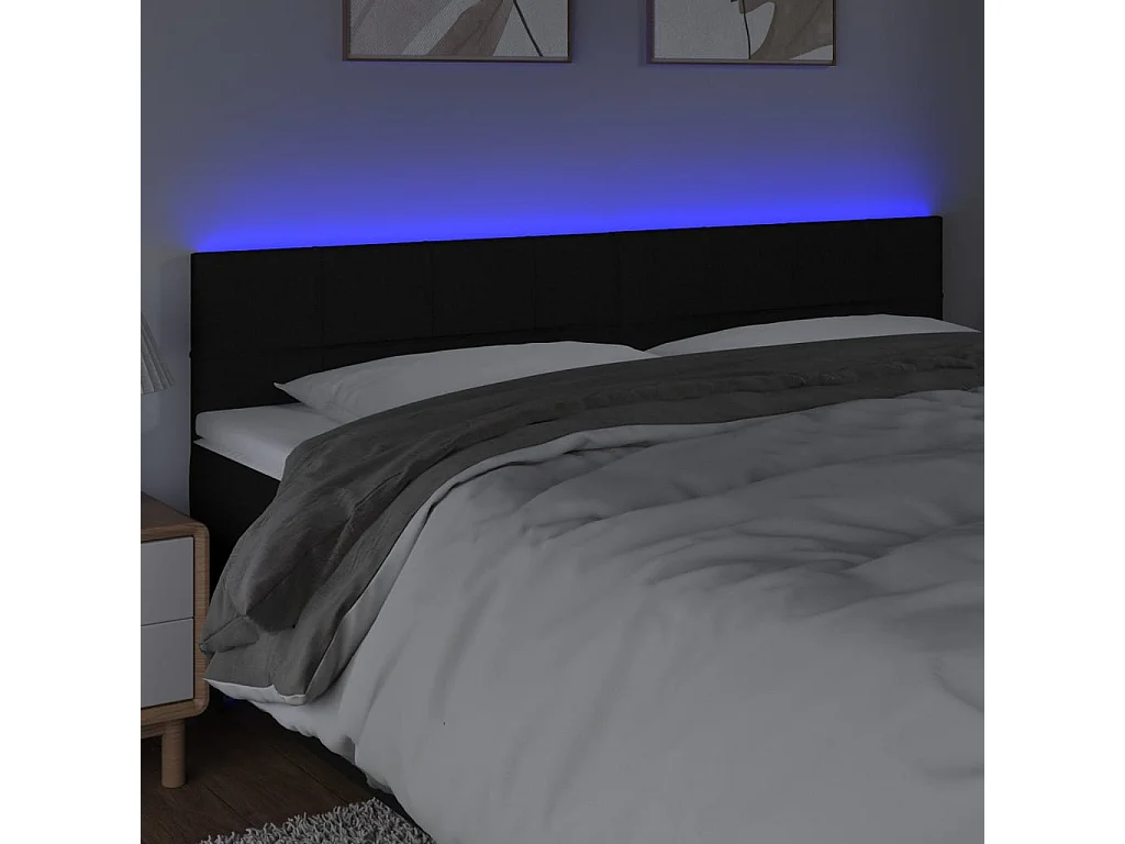 Hoofdbord | Hoofdeinde LED 180x5x78/88 cm stof zwart