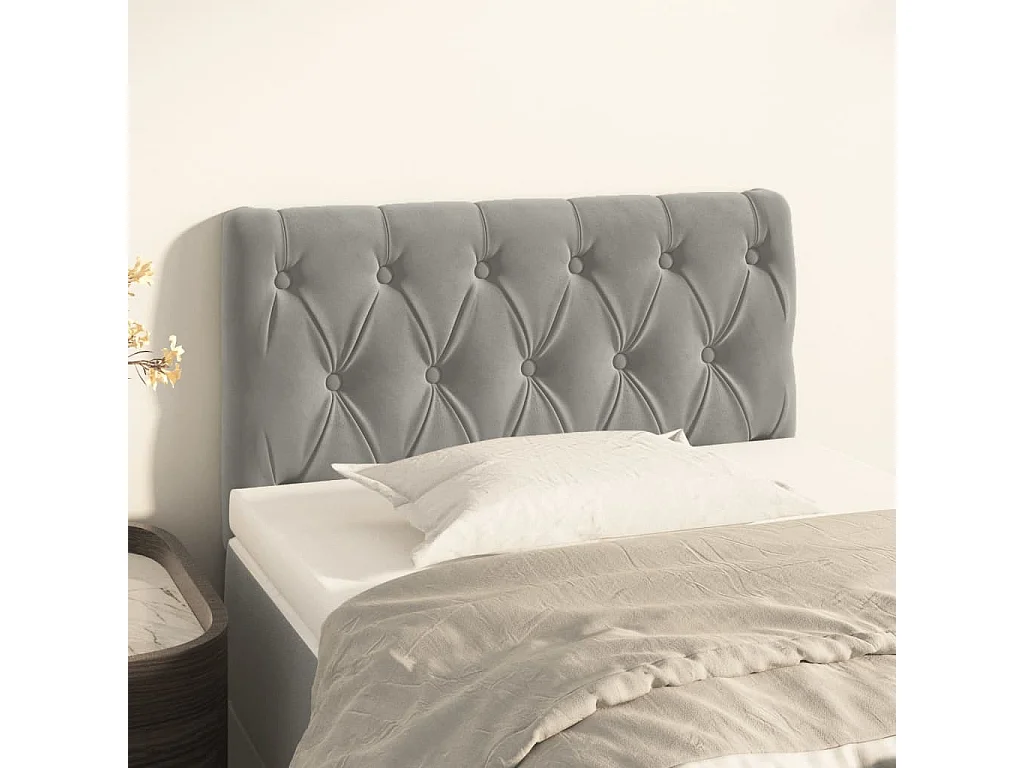 Tête de Lit | Panneau de tête pour lit Moderne Gris clair 80x7x78/88 cm Velours
