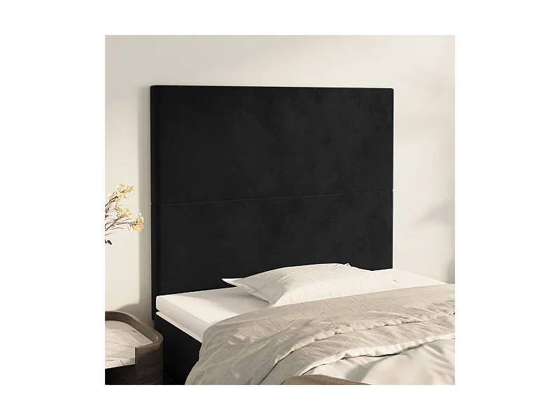 Cabeceros | Cabezal de cama | Mueble de cabecero 2 unidades de terciopelo negro 100x5x78/88 cm