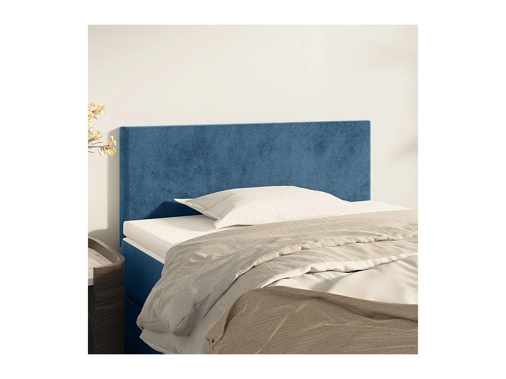 Mueble cabecero | Cabezal de cama | Cabecero de terciopelo azul oscuro 80x5x78/88 cm
