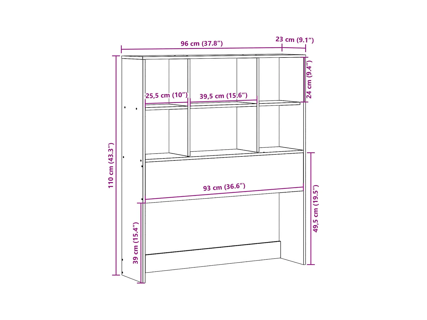 Cabecero de Cama | Cabezal de cama | Mueble de cabecero almacenaje madera maciza pino blanco 90 cm