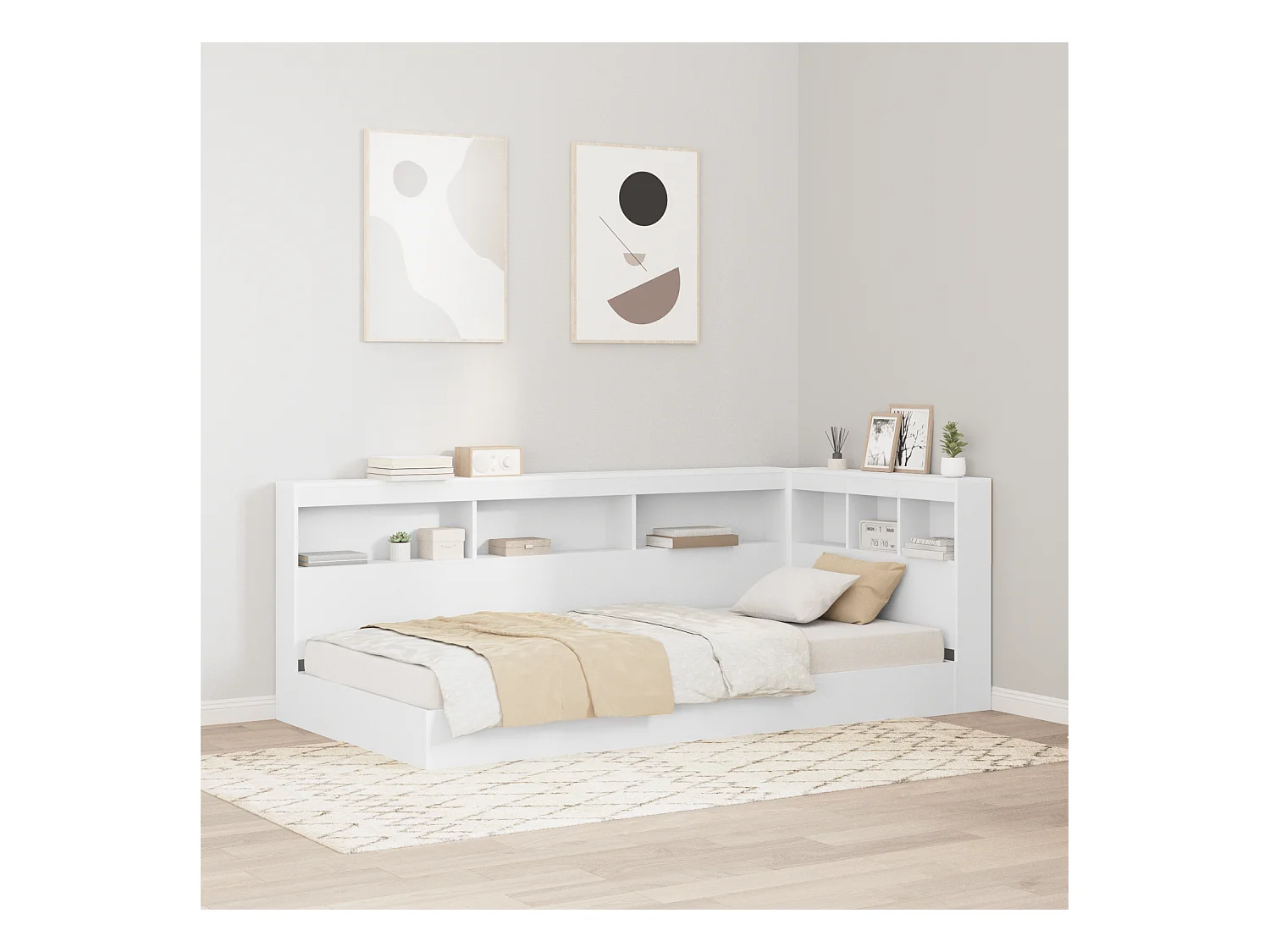 Tête de Lit de rangement | Panneau de tête pour lit Blanc 90 cm Bois d'ingénierie