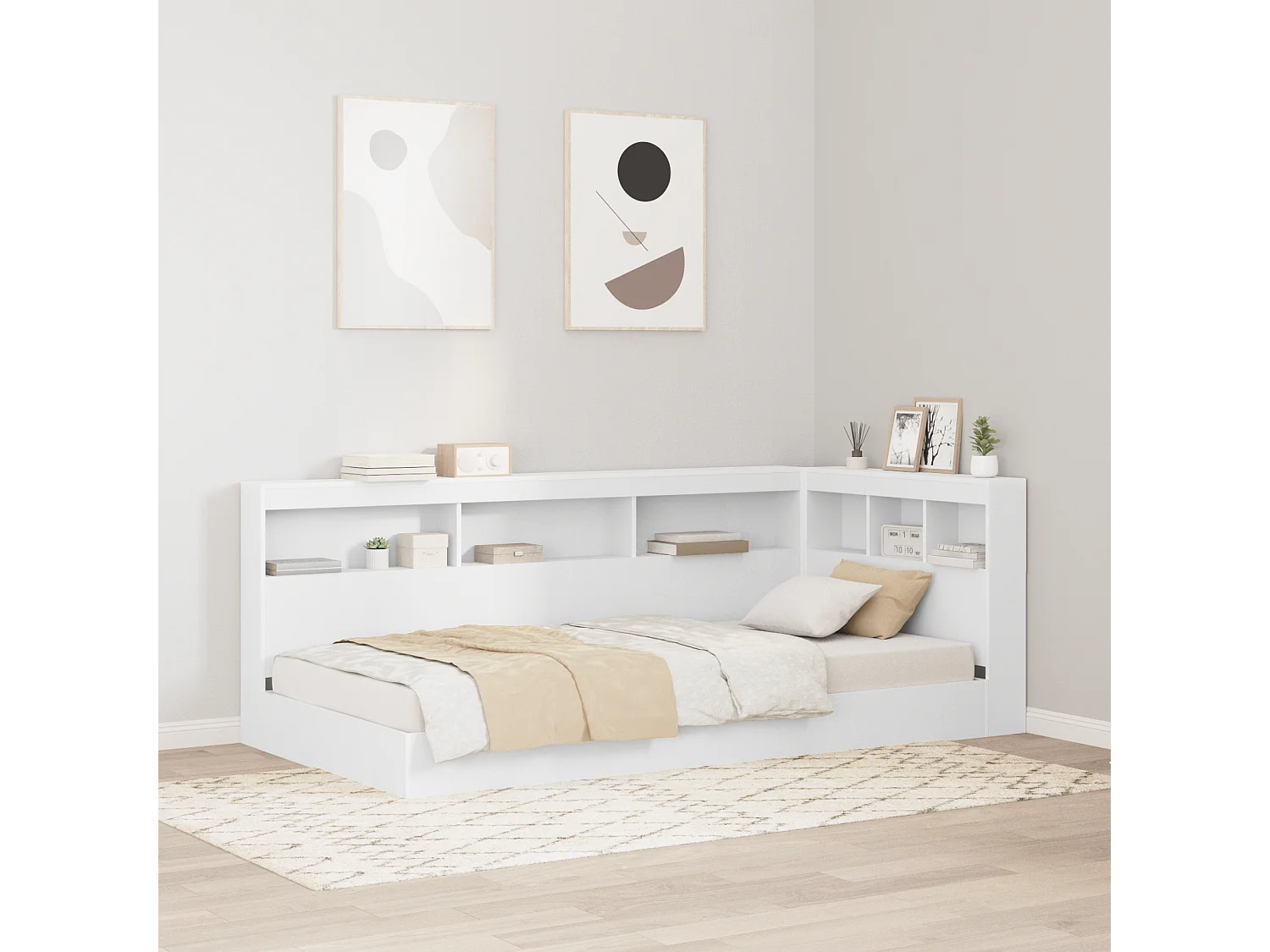 Tête de Lit de rangement | Panneau de tête pour lit Blanc 90 cm Bois d'ingénierie