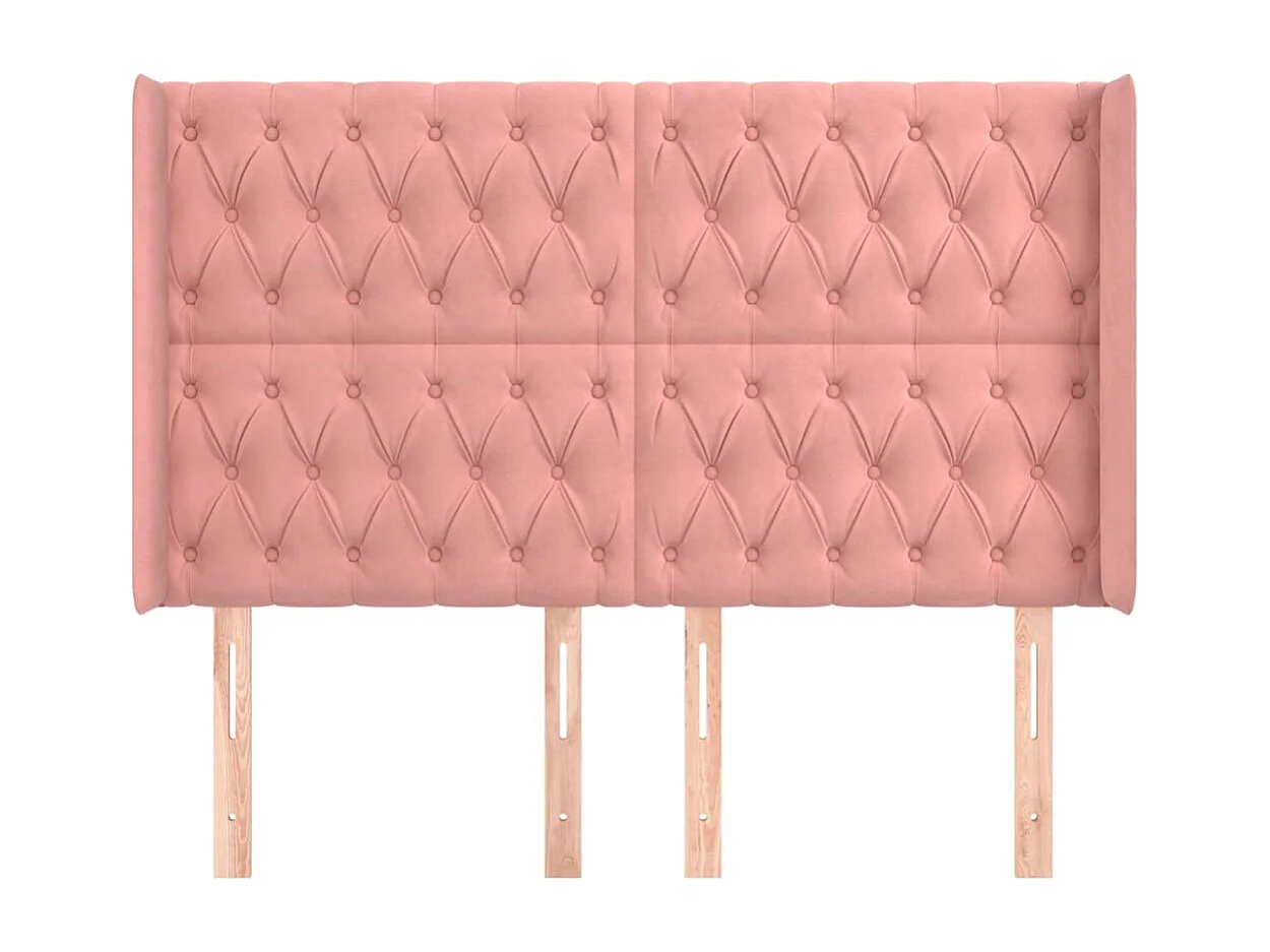 Tête de Lit | Panneau de tête pour lit Moderne avec oreilles Rose 163x16x118/128 cm Velours