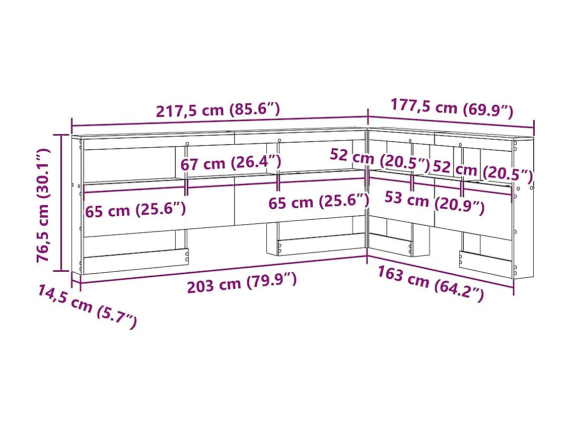 Tête de Lit de rangement | Panneau de tête pour lit Chêne fumé 160 cm Bois d'ingénierie