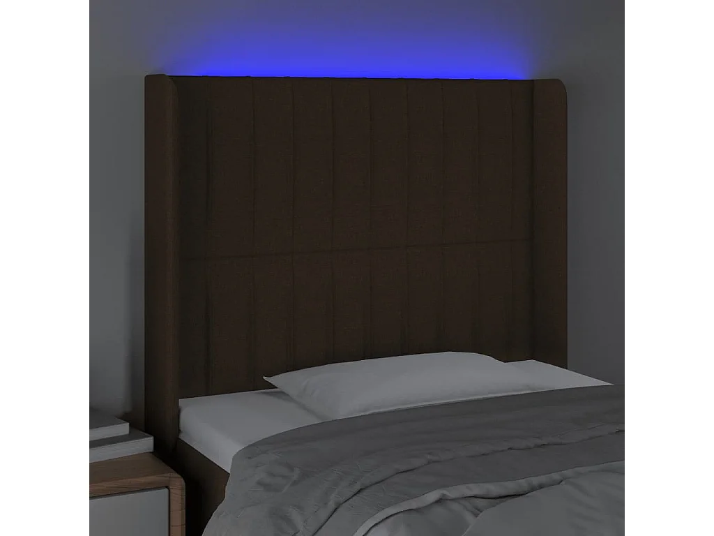 Hoofdbord | Hoofdeinde LED 83x16x118/128 cm stof donkerbruin