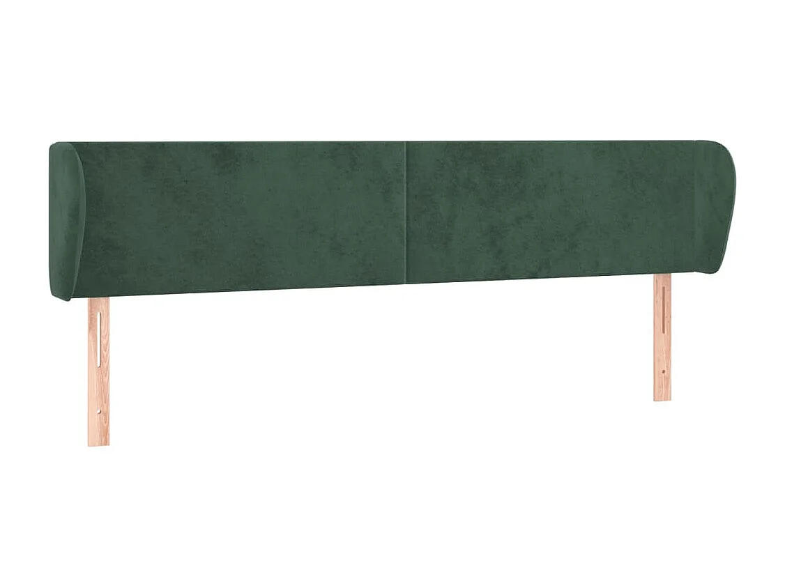 Tête de Lit | Panneau de tête pour lit Moderne avec oreilles Vert foncé 203x23x78/88 cm Velours