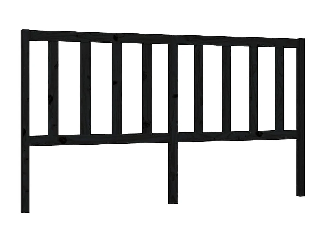 Tête de Lit | Panneau de tête pour lit Moderne Noir 186x4x100 cm Bois massif de pin