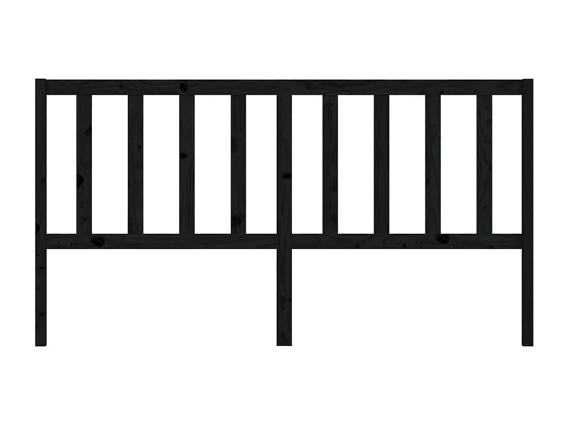 Tête de Lit | Panneau de tête pour lit Moderne Noir 186x4x100 cm Bois massif de pin