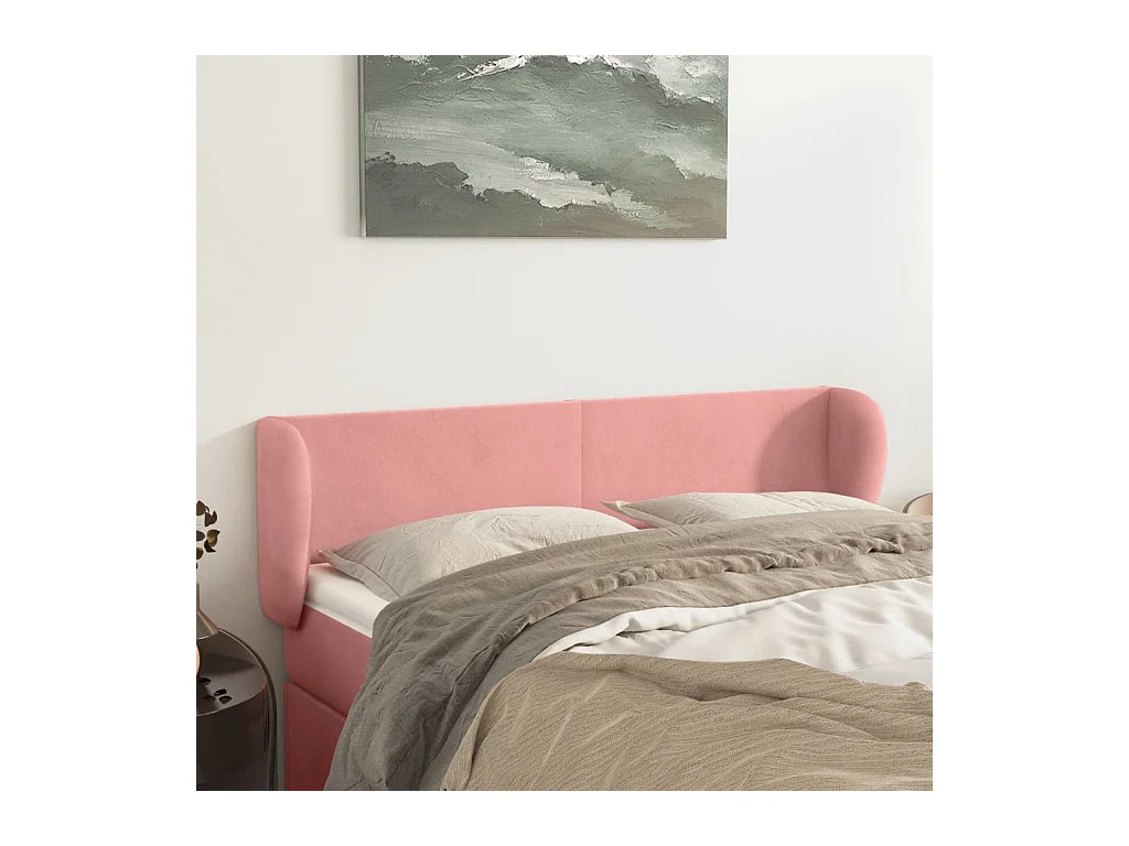 Tête de Lit | Panneau de tête pour lit Moderne avec oreilles Rose 147x23x78/88 cm Velours