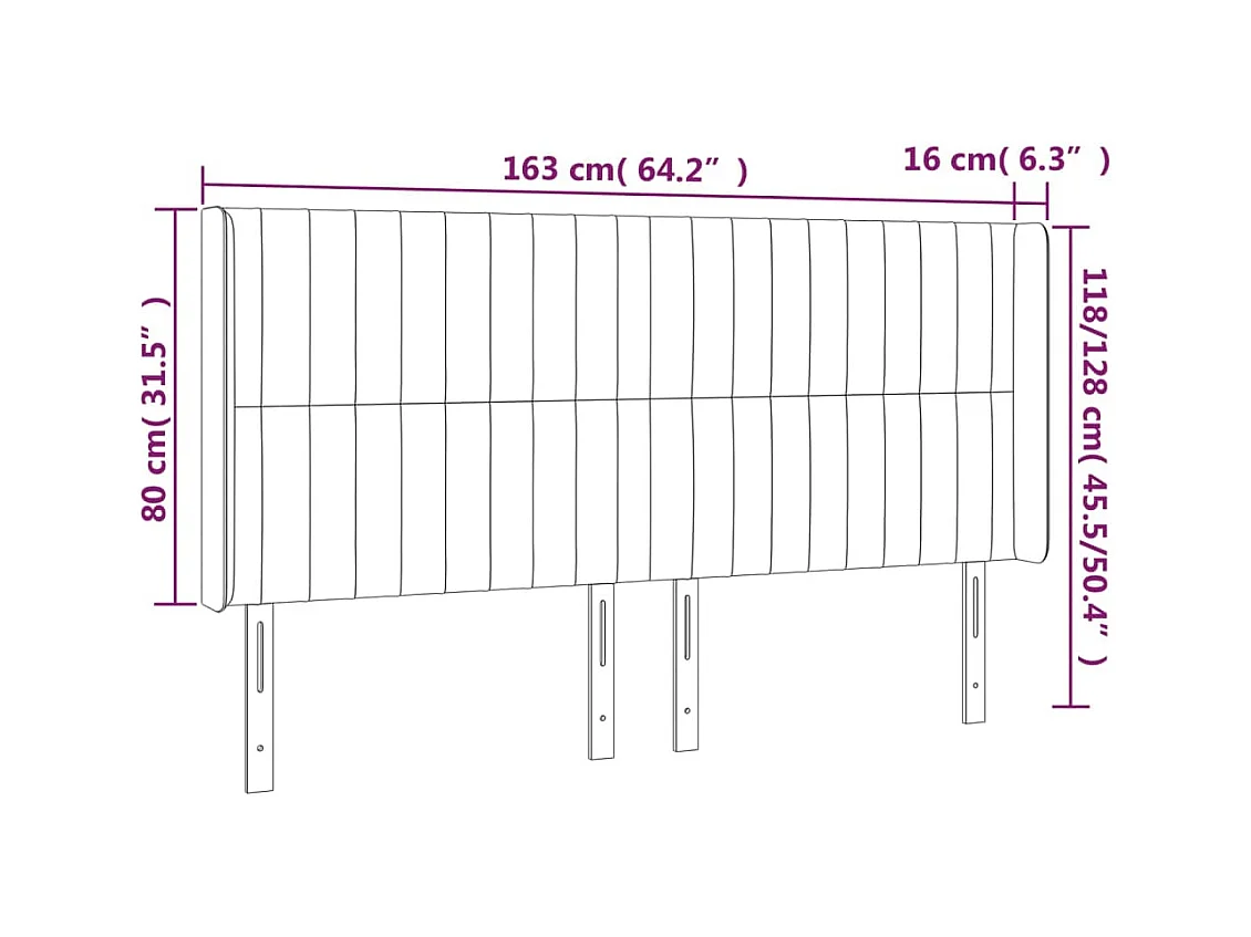 Mueble cabecero | Cabezal de cama | Cabecero con LED de tela negro 163x16x118/128 cm