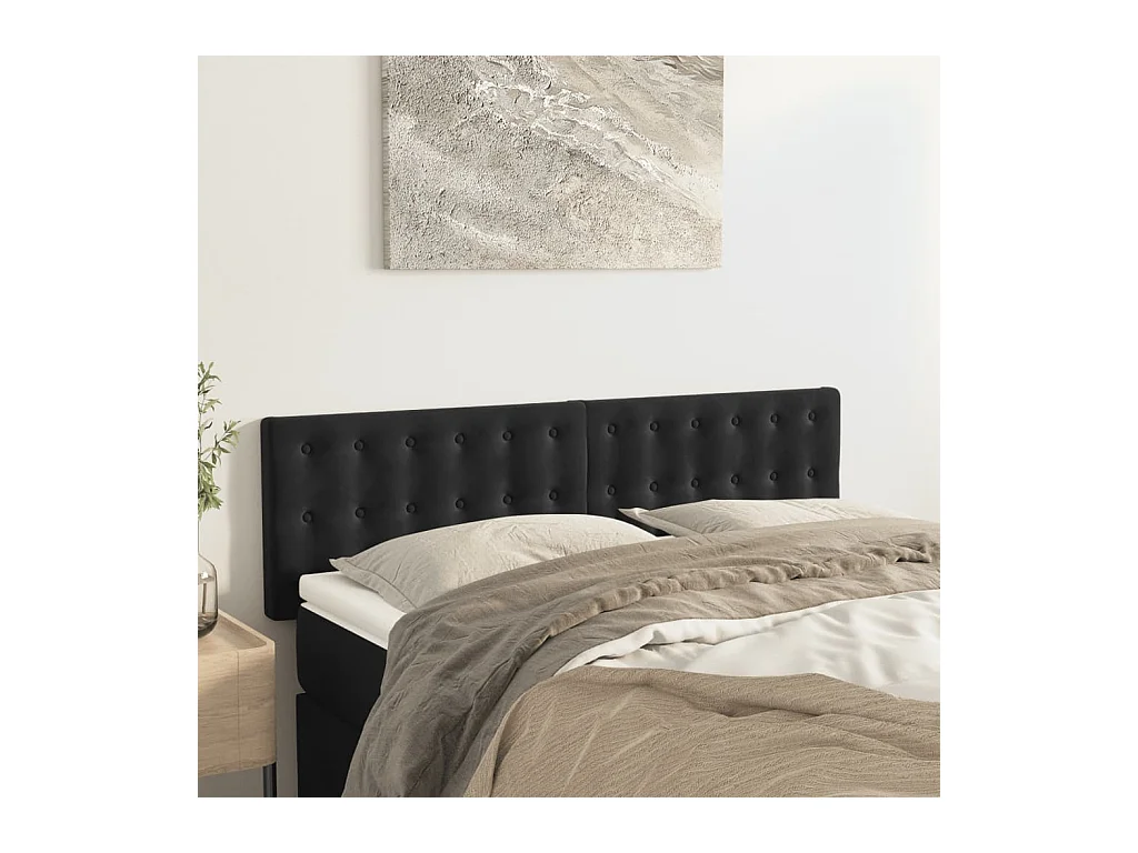 Cabeceros | Cabezal de cama | Mueble de cabecero 2 unidades terciopelo negro 72x5x78/88 cm