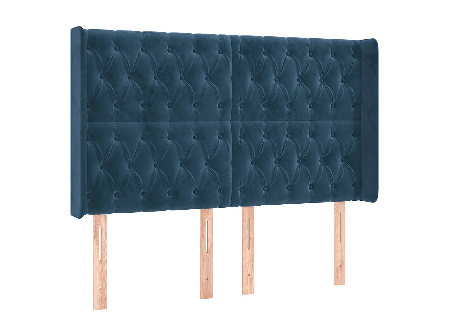 Tête de Lit | Panneau de tête pour lit Moderne à LED Bleu foncé 147x16x118/128 cm Velours