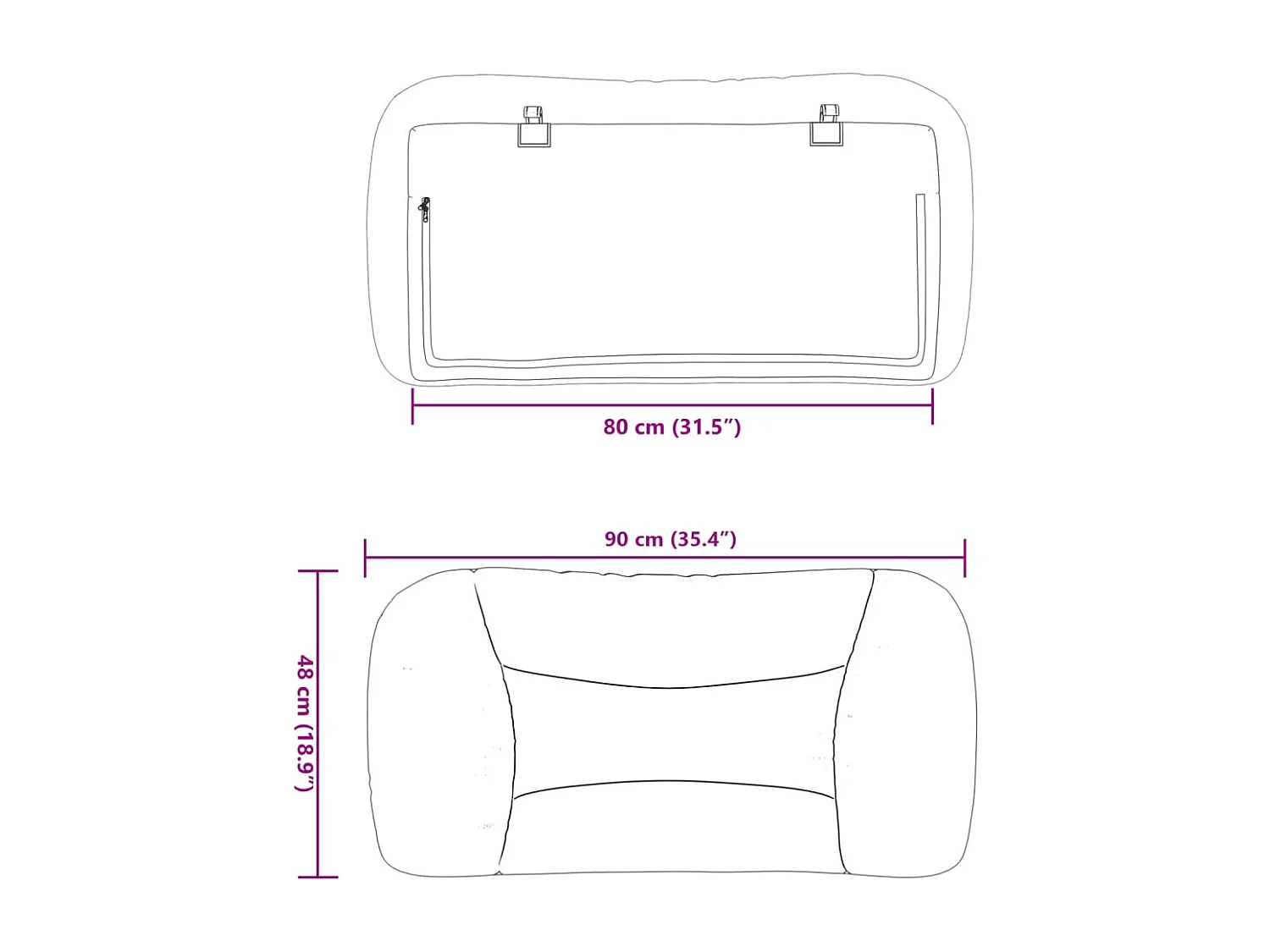 Cabecero de Cama | Cabezal de cama | Mueble de cabecero acolchado Hvar tela negro 80 cm