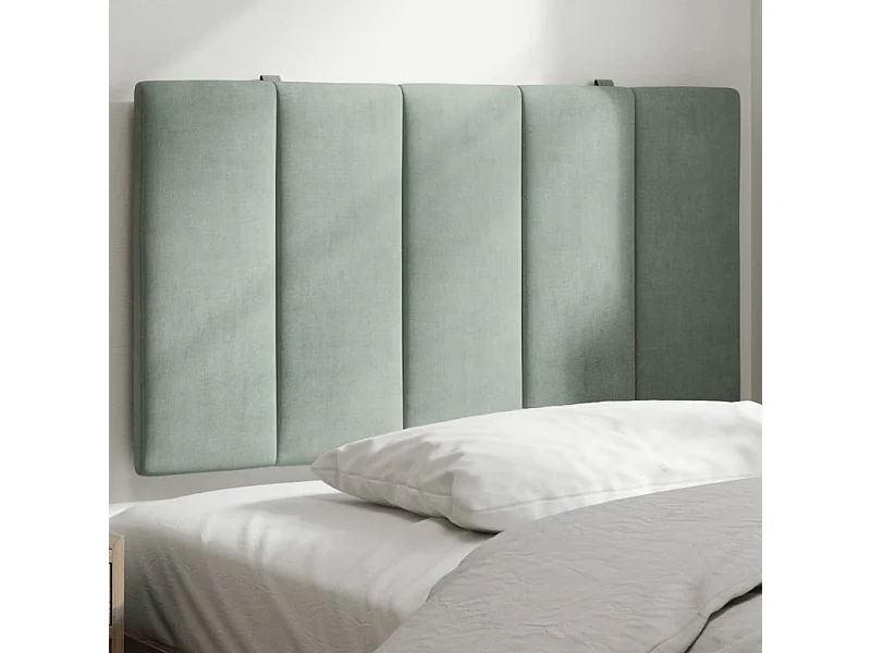 Cabecero de Cama | Cabezal de cama | Mueble de cabecero acolchado Hanko terciopelo gris claro 90 cm